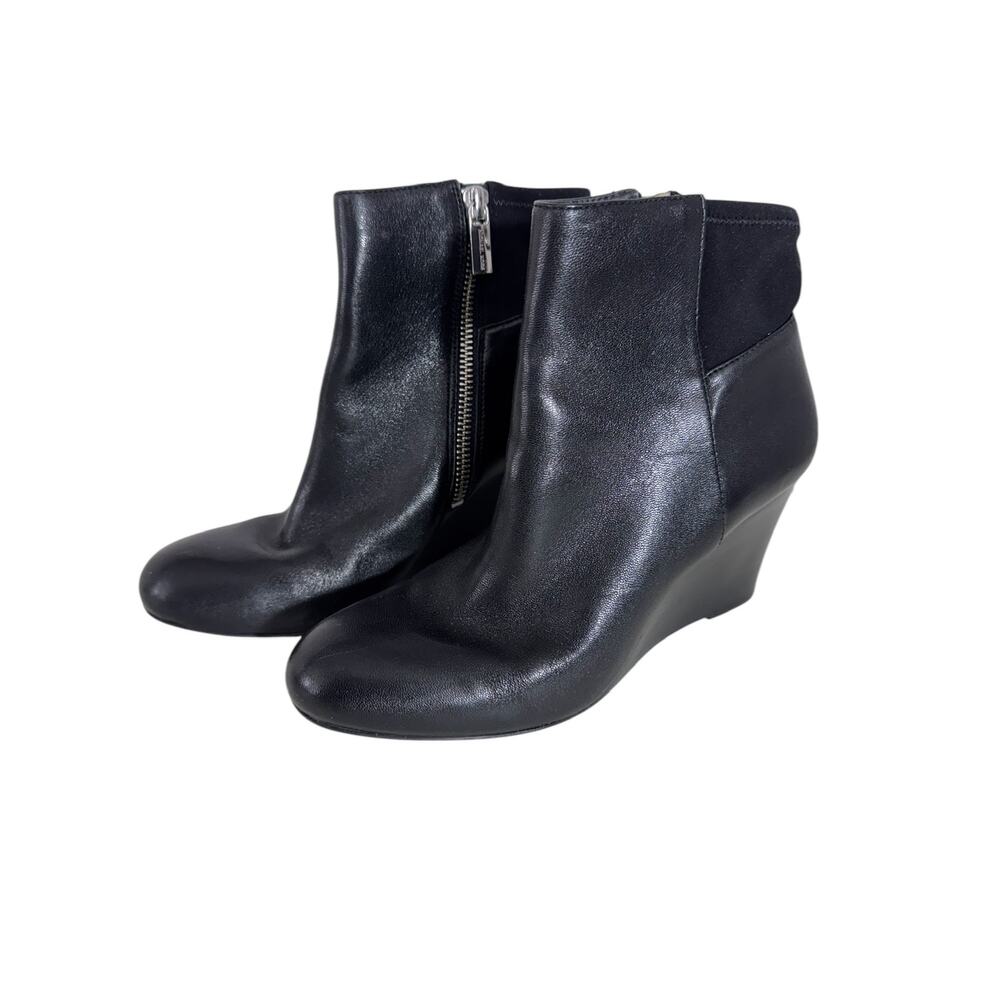 "Michael‎ Kors"  Bromley Womens Blk Leather Wedge Bootie Side Zipper NEW? Classy